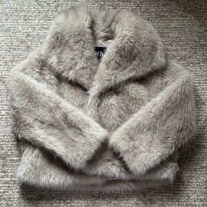 Zara Taupe Faux Fur Jacket